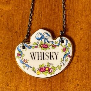 Antique Staffordshire Decanter Tag Whisky
